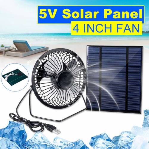 BECORNCE 5V Panou cu energie solara Ventilator de racire USB de 4 inci Ventilator Power Bank pentru birou acasa - in aer liber - de calatorie -...
