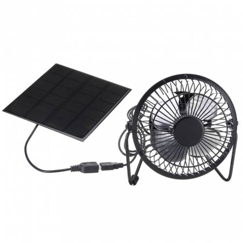 Miniventilator de Panel Solar portabil - 5W - 4 inchi - para invernadero - oficina - exterior - casa de pollo - perro