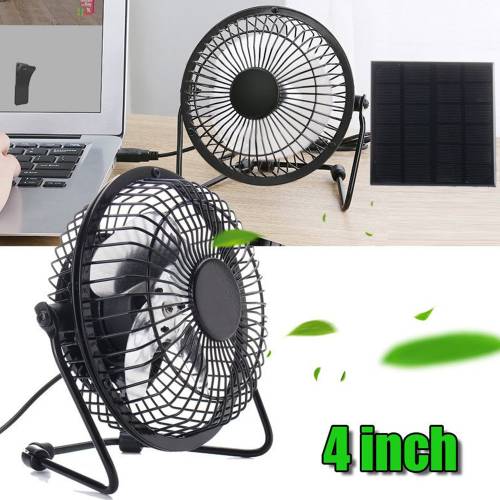 Panou alimentat solar de 4 inchi 5W Mini ventilator ventilator metal USB reincarcabil 360deg de racire portabil pentru biroul acasa