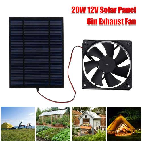 Ventilator solar de evacuare 20W 12V extractor de aer 6 inch mini ventilator ventilator alimentat cu panou solar pentru sera RV pentru caini