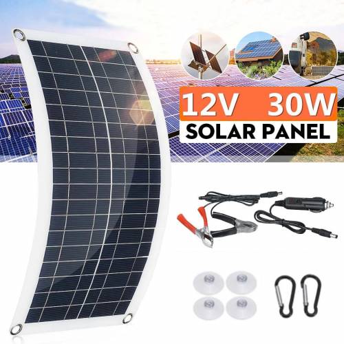 Kit complet panou solar 30W 12V Incarcare USB Alimentare cu celule solare Portabil in aer liber din polisiliciu tabara Drumetii Telefon de calatorie...