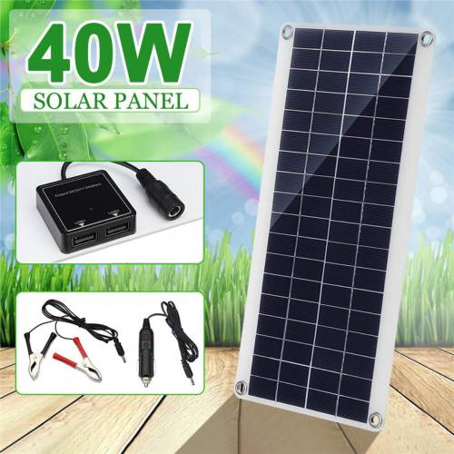 Kit complet panou solar 40W 12V alimentare USB portabil in aer liber celula solara din polisiliciu Camping drumetii calatorie incarcator baterie...