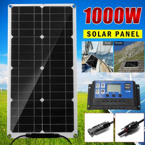 Kit panou solar de 1000 W - 12 V - incarcare USB - placa de celule solare pentru telefon - RV - masina - MP3 - PAD - alimentare cu baterii in aer...