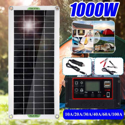 Kit panou solar 1000W - incarcare USB 12V - controler de placa pentru celule solare - celule solare portabile - rezistente la apa - pentru telefon -...