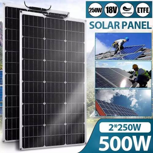 Kit panou solar flexibil Kit complet de generator solar cu panou ETFE de 250 W Incarcator de energie pentru casa - camping - sistem de masina - Power...