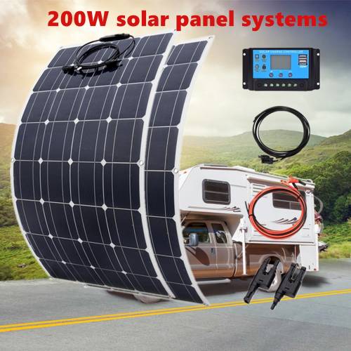 Nou` 200W 100W Panou Solar Flexibil Mono 20A/10A Modul de control solar pentru masina RV Barca Acasa Acoperis Vane Camping 12V 24V Solar
