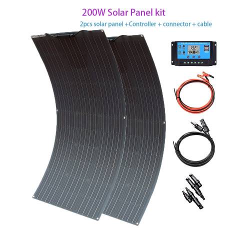 Panou solar 100W / 12V 24v 200W Kit panou solar semi-flexibil complet pentru incarcator solar de acasa Sistem fotovoltaic in afara retelei