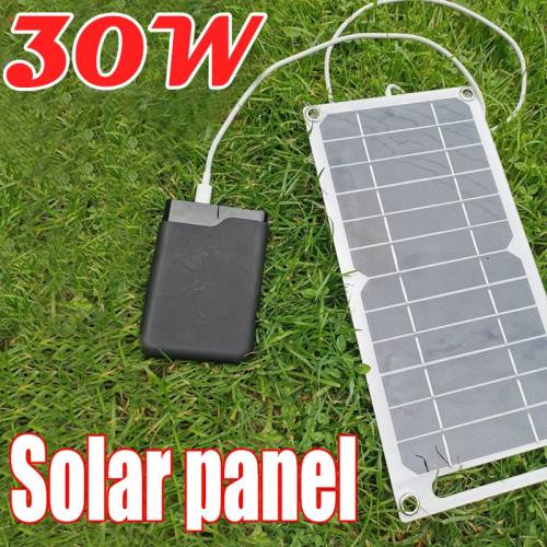 Panou solar 30W 5V USB sistem portabil de incarcare a bateriei de acasa Kit complet de placi solare pentru power bank telefon drumetii in aer liber...