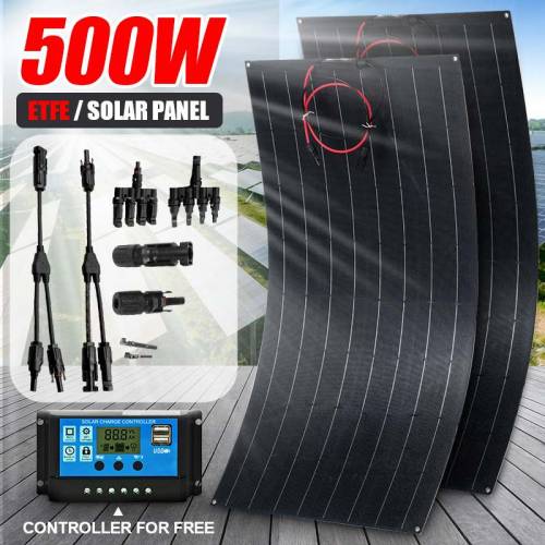 Top Panou solar monocristalin ETFE 500W 18V pentru camping - in aer liber - furgoneta de depozitare - baterie - acumulator - sistem de incarcare -...