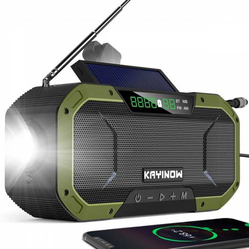Difuzor Bluetooth multifunctional cu baterie de 5000 mAh Radio cu manivela rezistent la apa cu lanterna cu panou solar pentru camping in aer liber