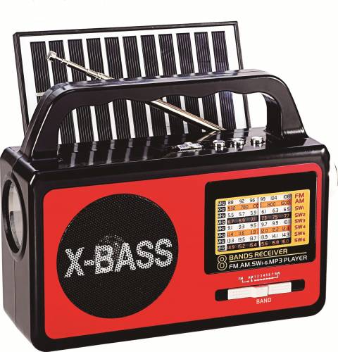 Radio fm am sw 1-6 8 bande cu functie bluetooth cu lumina pentru panou solar reincarcabila