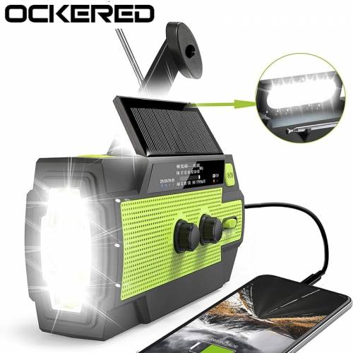 Radio multifunctionala OCKERED - manivela solara - cu manivela - cu dinamo - radio meteo AM/FM/WB cu power bank de 4000 mAh