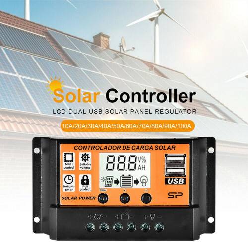 10A 20A 30A 40A 50A 60A 80A MPPT PWM Controler de incarcare solara 12V 24V Panou solar Regulator baterie Port USB dublu Display LCD