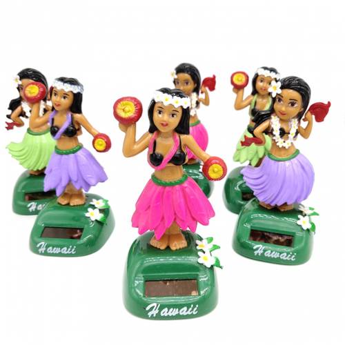 Solar Dancing Hawaii Girl Hula Shaking Head Toy Car Interior Decompression Tablou de bord Decorare Auto Ornamente Accesorii auto