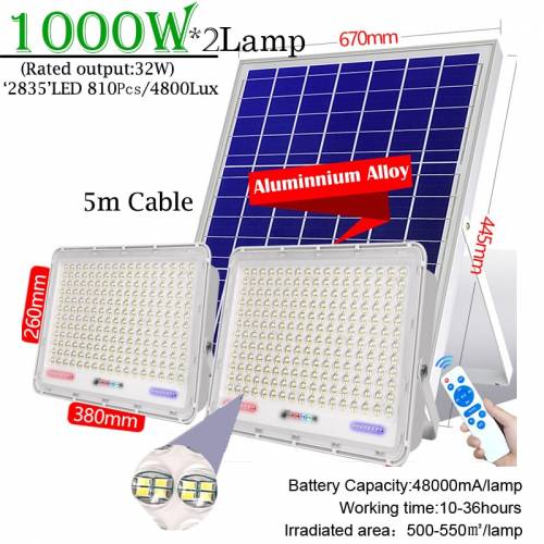 Lumina alba de fasole aurie de 1000W Lumina LED solara Impermeabila lampa de gradina in aer liber Telecomanda cu 5 metri Cablu Iluminat stradal